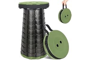 Fishtec - Tabouret Pliable Télescopique Réglable en Hauteur - Portable Léger et Solide 130 kg - Siège Compact Idéal Camping, Pêche, Randonnée, Jardinage, Maison ou Voyage - Bandoulière