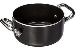 BALDASSARE AGNELLI Pentole Agnelli, ALSA104SS16, Casseruola Alta in Alluminio con 2 Maniglie in Acciaio, Alluminio Antiaderente interno/esterno 3mm, Diametro 16 cm