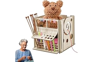 LEEWENYAN All-in-one Wooden Yarn Bowl, Multifunctional Yarn Holder for Knitting, Yarn Storage Organizer, Knitting Bag Yarn Storage, Knitting and Crochet Gauge, Knitting Tool, Knitters Gift for Crochet Lovers