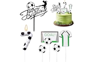 VERLUKY Geburtstagskerzen Zahlen 7,Fussball Deko Geburtstag Kinder,7 Geburtstag Junge Kuchendeko,Kuchen Deko Fußball,Fussball Geburtstagdeko