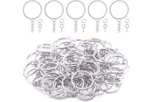 Keadic Juego de 300 llaveros planos de 35 mm con cadena y pasadores de tornillo para llaveros de coche, cordones, regalos y otras manualidades, joyería (chapado en níquel, plata)