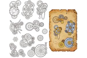 CRASPIRE Ingranaggi Meccanici Timbro di Gomma Trasparente Steampunk Vintage Sigilli In Silicone Trasparente Timbro per Journaling Card Making DIY Scrapbooking Album Fotografico Fatto A Mano Notebook