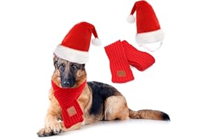 RANYPET Hund Weihnachtsmütze und Schal - Weihnachtshundekostüme Haustier Weihnachtsmütze Weihnachtshundeschal für kleine mittlere und große Hunde