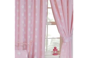 Price Right Home Pink and White Stars Kids Bedroom Range - Duvet Cover Set, Fitted Sheet Set & Curtains Available (72" Curtains)