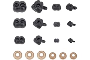 AHANDMAKER 60 Piezas de 6 tamaños de Nariz de plástico Negro, narices de Seguridad de plástico, Nariz de Oso de Peluche para Cachorro, muñeca de Peluche