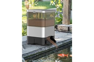 Pawfly Nourrisseur Automatique pour étang 7.5 L Distributeur de Nourriture pour Poissons Nourrisseur pour Poissons d'extérieur résistant à l'humidité, alimenté par Piles (Piles Non incluses)