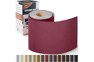 OAZ Pelle Adesiva per Riparazioni Autoadesivo, 10 x 160 cm Patch di Riparazione in Pelle, Kit di riparazione in Pelle per Seggiolino Auto, Divano, Sedile Della Barca, Sedia - Borgogna