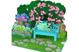 papercrush® Kartka pop-up do ogrodu z kwiatami – kartka urodzinowa 3D dla miłośników ogrodnictwa i miłośników ogrodów (kobiet i mężczyzn), bon na prace ogrodowe, specjalny prezent pieniężny na meble ogrodowe i rośliny