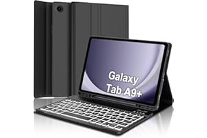 IVEOPPE Teclado Samsung Galaxy Tab A9 Plus 11 Pulgadas 2023, Funda Teclado Español Ñ Bluetooth Retroiluminado Desmontable para Samsung Galaxy A9+ (SM-X210/X216/X218), Negro