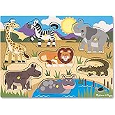 Melissa & Doug Rompecabezas de encastre de Madera, Safari, Juego clásico Educativo, Juguetes de Madera, Juguete de desarollo 