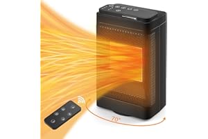 Aischens Chauffage d'Appoint Electrique Silencieux 1500W, Chauffage Soufflant Basse Consommation avec Télécommande, 70° Oscillation, 3 Modes, Chauffage Electrique pour Salle de Bain, Chambre, Salon