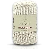 Sensy Premium 2 mm - 160 Metre%100 Geri D&ouml;n&uuml;şt&uuml;r&uuml;lm&uuml;ş Pamuk Makrome Kordon Tığ &Ccedil;antası Kordon Makrome Halat Tığ İpliği (Doğal