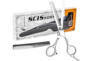 XTDMJ Ciseaux à effiler professionnels de 15,2 cm avec peigne en acier inoxydable pour le salon à la maison, ciseaux à effiler pour femmes, hommes, enfants