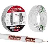 Maclean MCTV RG6 Coaxial Antenna Cable Pure Copper 100% CU Coaxial Satellite TV Antenna Cable (164ft)