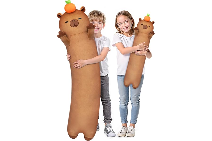 Mewaii 20in Long Plush Capybara Body Pillow, Cute Capybara Stuffed Animals Soft Plushies, Squishy Big Cuddle Pillow Toys Gift for Girls