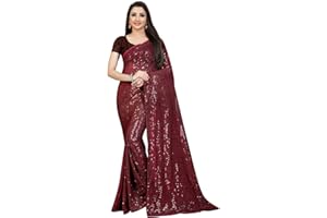 TreegoArt Fashion Damen Georgette Sequences Bestickter Party Wear Saree mit ungesticktem Blusenteil