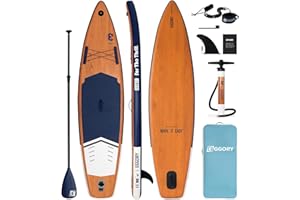 Eggory Juego de Tabla de Paddle Surf Hinchable, Ultraligera para Todos Niveles de dificultad, Tabla Paddle Surf, Remo Adj, hinchador, Mochila Viaje ISUP, Correa, Bolsa Impermeable 335 * 81 * 15