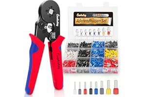 Guokukey Crimpzange Aderendhülsen Set,1900 Stück Premium Aderendhülsen Mit Aderendhülsenzange selbsteinstellend Tool Kit für 0,08-10 mm²(AWG28-7), Vierkant-Crimpzange für Heimwerker und Heimgebrauch