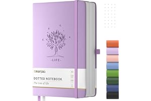 Smarpau A5 Notebook Bullet Dotted Journal, 320 Pages Hardcover Leather Notebook with 100GSM Thick Paper, Journal for Women Men Writing - 14.5 x 21cm, Purple