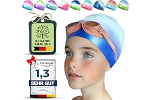 Juclise Swimming Caps for Kids，Girls and Boys, Stretchy 100% Silicone Swim Caps, Waterproof Swimming Hat，Comfortable Bathing Caps Fit for Teens/Children Long and Short Hair, pool caps, 1&2 pack