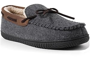 ULTRAIDEAS Men's Comfort Moccasin Slippers Memory Foam House Shoes with Nonslip Rubber Sole