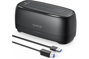 ORICO Stacja dokująca do dysków twardych 3,5", obudowa dysku twardego USB 3.0 do SATA 2,5" i 3,5" HDD SSD z zasilaczem 12 V 2 A, obsługuje dyski UASP i 20 TB (DD18U3), 1 BAY, czarny