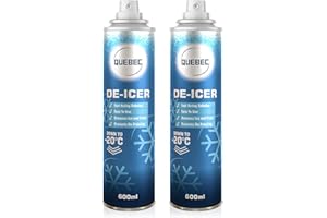 QUEBEC De-icer Spray 600ml For Car Windscreen - Fast Acting Melts Ice and Frost Quickly For Windows/Mirrors - Operates at -20°c and Prevents Re-Freezing (Pack of 2)