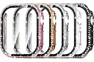 Simpeak 5-Stück Schutzhülle kompatibel mit Apple Watch Series 11/10 46mm, Diamant Hülle mit Tempered Glas, Harte Schutz Zubehör für Watch, Glitzer Gehäuse