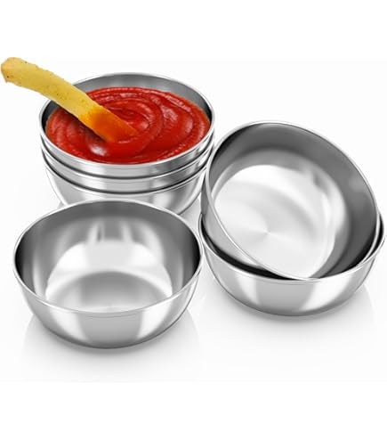 Lot De 4 Mini Bols à Sauce En Inox Doré - 7,5 X 2,5 Cm, 65 G Chacun - Idéal Apéro, Barbecue, Sushis, Frites