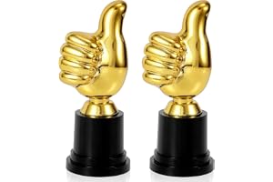 GraGra Golden Thumbs Up Trophy 2pcs, Funny Plastic Winner, Award Realistic Plastic Trophy for Celebrations, Sports Game, Classroom, Job, Football Competition, Rewards for Recognition Gift