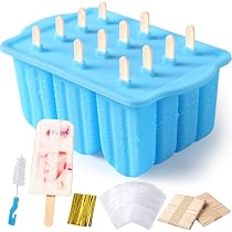 Moule à Glace Silicone 7 Cavités Avec Bâtonnets – Sans BPA, Réutilisable, Compatible Congélateur Et Lave-vaisselle – Bleu
