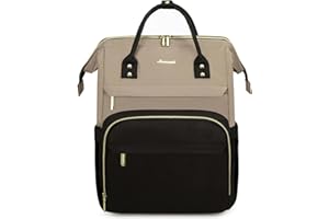 ‎LOVEVOOK LOVEVOOK Rucksack Damen, Laptop Rucksack 15,6 Zoll, Schulrucksack Teenager, Reiserucksack Arbeitsrucksack Travel Backpack Cityrucksack für Business Uni Schule, Khaki Schwarz