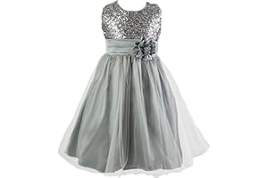 LIVE IT STYLE IT Girls Bridesmaid Flower Dress Sequinned Formal Wedding Party Christening Children Clothing Lace Dress Princess Girl Dresses Kid Baby Clothes Sequins Age 2-10 Years