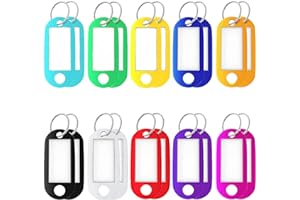 AILIVER Schlüsselanhänger mit beschreibbaren Etiketten, Kunststoff-Schlüsselanhänger mit Schlaufen, 10 Farben austauschbar (20)