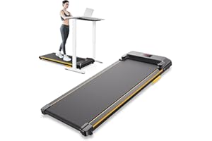 UREVO Under Desk Treadmill 1-6 km/h, Portable Walking Pad with built-in Wheels, Compact Treadmills for Home with Double Shock Absorption, Remote Control and LED Display