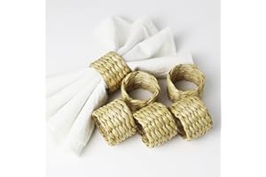 KLAIMBMO 6 Piezas servilleteros de ratán, servilleteros Hechos a Mano, servilleteros rústicos, servilleteros Tejidos, servilleteros para decoración de Mesa, Boda, Fiesta, Vida Cotidiana