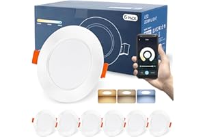 DUSKTEC Downlight LED Techo Empotrable Inteligente 2700K-6000K Regulable, Smart Foco Empotrable Techo Bluetooth, Compatible Alexa, 10W 1000 Lumen, 230V Ojos de Buey LED, 6 Pack