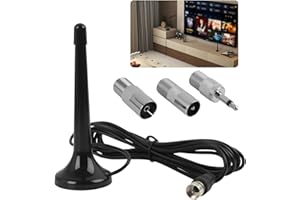 FLLYVLY Antena Telescópica Digital para Interiores con Base Magnética, Cable de 3 Metros, Compatible con DTMB/ATSC/DVB-T2/DMB-T/ISDB-T, Ideal para Radio FM y TV, Recepción VHF y UHF