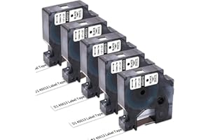 Invoker 5X a45013 Replace for Dymo D1 Label Tape 12mm x 7m for Dymo Label Tape d1 Black on White 45013 45013s S0720530 for DYMO LabelManager 160 210D 260P 280 360D 420P 500TS 640CB LabelPoint/Writer