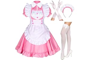 Elibelle Japanese Anime sissy maid dress Cosplay Sweet Classic Fancy Apron socks gloves Faux Fur Cat Furry Headwear set(S)