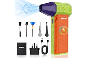 SDFM Powerful Compressed Air Duster-3 Gear Adjustable 130000RPM Electric Duster Good Replace can - Reusable no Canned for Computer Keyboard,Outdoors,Car,Home. (Colorful)