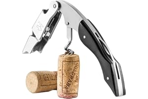 Aubeifou Couteau de Sommelier, Tire-Bouchon Professionnel, Tire Bouchon Professionnel en Acier Inoxydable avec Manche en Bois,Tout-en-Un et décapsuleur Vin avec décapsuleur et Coupe-Capsule(Noir)…