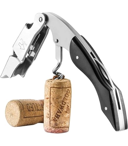 Cavatappi Cameriere Qpractiko 3 In 1 - Acciaio Inox Con Lama Teflon - Apribottiglie E Apriscatole - Nero - Foto 6