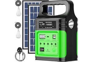 Vclpower 15000mAh DC Power Bank Station with Solar Panels,Portable Power Station with High Brigh Bulbs Charging for Phones,DC Devices,Solar Power Station for Home Emergency Outdoor Camping Traveling