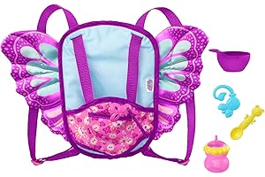 My Garden Baby - Marsupietto Vola e Vai 2 in 1, Porta Bambola e Borsa per il Cambio per Bambole, con 5 Accessori da Viaggio tra cui Biberon e Ciuccio, Giocattolo per Bambini, 3+ Anni, HBH45