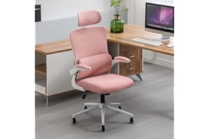 LIYURUI Sedia da ufficio, da scrivania ergonomica, con altezza e poggiatesta regolabili, supporto lombare, rete traspirante, braccioli imbottiti, rosa