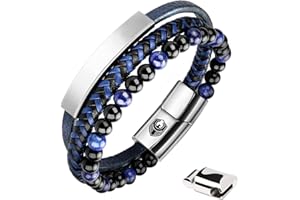 SHIEAGLELD Bracelet Homme Cuir Bracelets pour Homme avec Magnetique Boucle en Acier Inoxydable et Boîte à Bijoux Bracelet Exclusive pour l'idée de Cadeaux pour Hommes