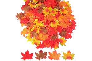 Ximinwzm 300 Pcs Autumn Leaves, Artificial Autumn Maple Leaves, Mixed Colour Faux Leaves for Fall Decor Autumn Decorations Thanksgiving, Halloween Party Wedding and Autumn Theme Rooms