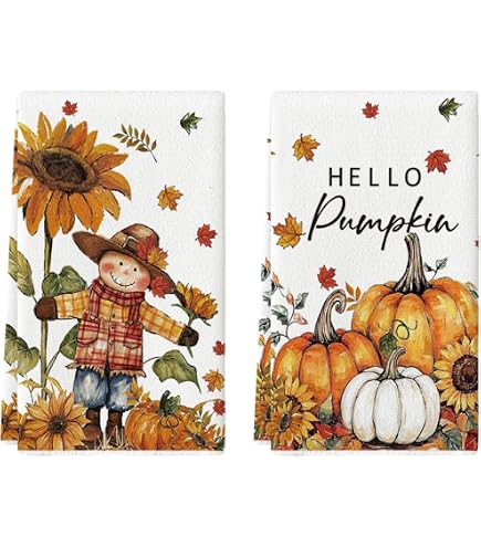 Produktbild von CUTHOLLOW Geist Und Kürbis Deko Trockentuch 4er-Set, Weich & Saugfähig Geschirrtücher Microfaser Für Küche, Tee, Kaffee, Bar, Zuhause, Halloween