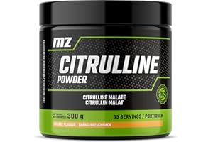 MZ MEET THE ZONE Citrulline Powder 300g - L-citrulline 2000 mg with Magnesium - 85 Servings per Pack - Amino Acid Supplement - Orange Flavour - by MZ
